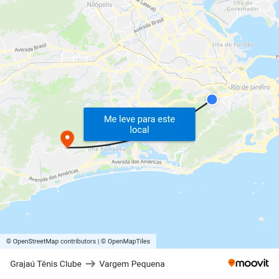 Grajaú Tênis Clube to Vargem Pequena map