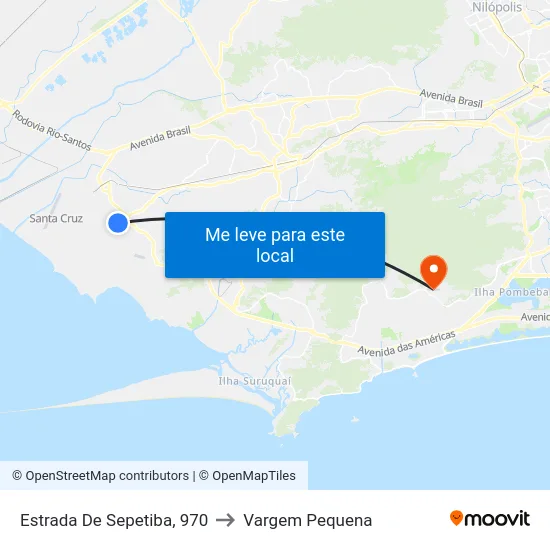 Estrada De Sepetiba, 970 to Vargem Pequena map