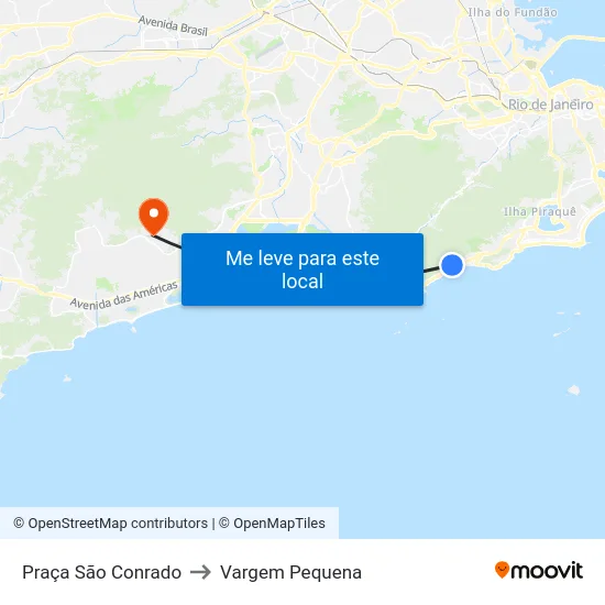 Praça São Conrado to Vargem Pequena map