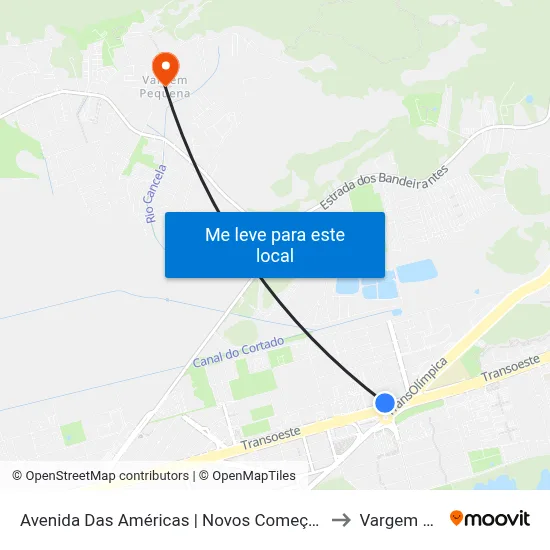 Avenida Das Américas | Novos Começos Barra / Prezunic Barra to Vargem Pequena map