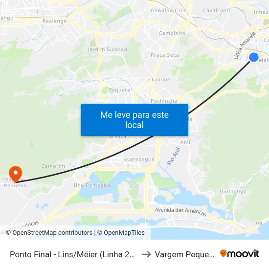 Ponto Final - Lins/Méier (Linha 232) to Vargem Pequena map
