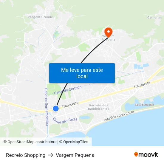 Recreio Shopping to Vargem Pequena map