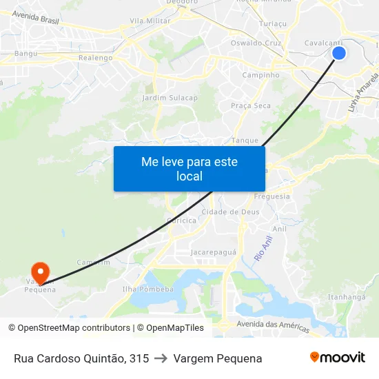 Rua Cardoso Quintão, 315 to Vargem Pequena map