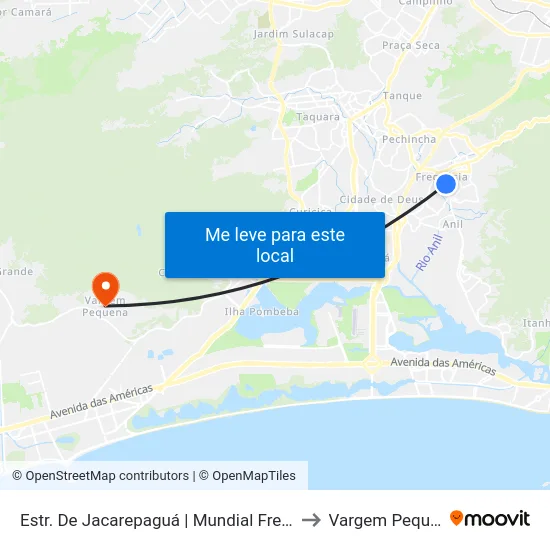 Estr. De Jacarepaguá | Mundial Freguesia to Vargem Pequena map