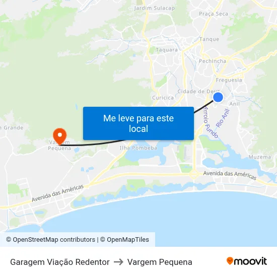 Garagem Viação Redentor to Vargem Pequena map