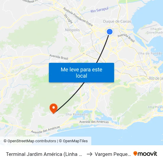 Terminal Jardim América (Linha 774) to Vargem Pequena map