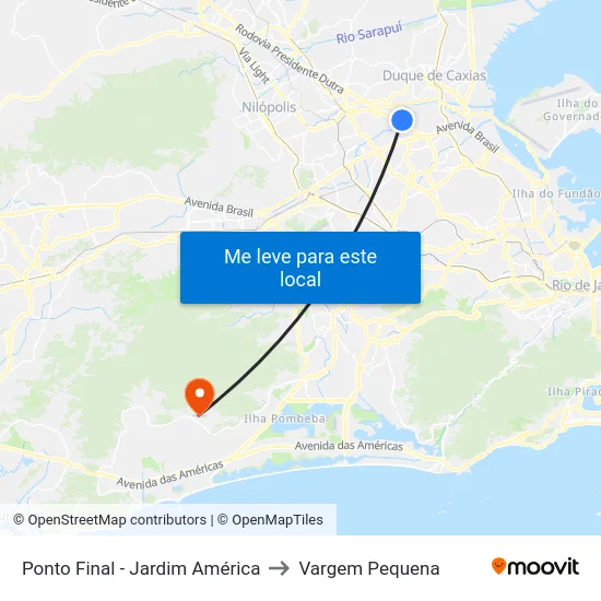 Ponto Final - Jardim América to Vargem Pequena map