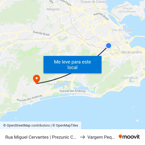 Rua Miguel Cervantes | Prezunic Cachambi to Vargem Pequena map