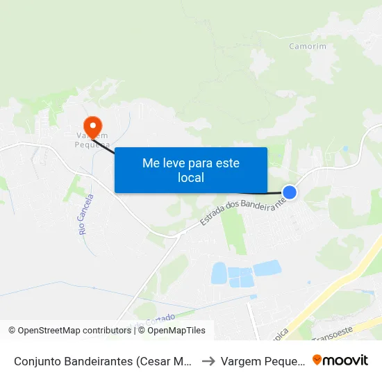 Conjunto Bandeirantes (Cesar Maia) to Vargem Pequena map