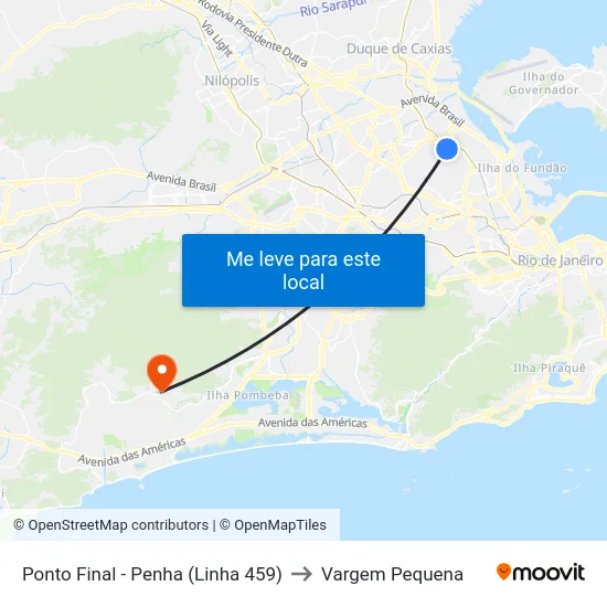 Ponto Final - Penha (Linha 459) to Vargem Pequena map