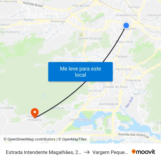 Estrada Intendente Magalhães, 297 to Vargem Pequena map