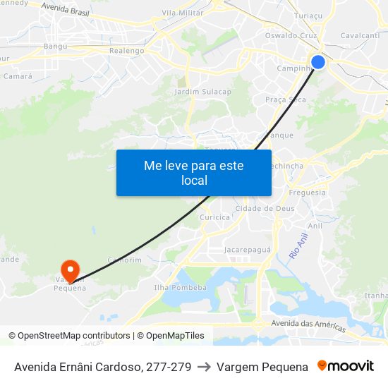 Avenida Ernâni Cardoso, 277-279 to Vargem Pequena map