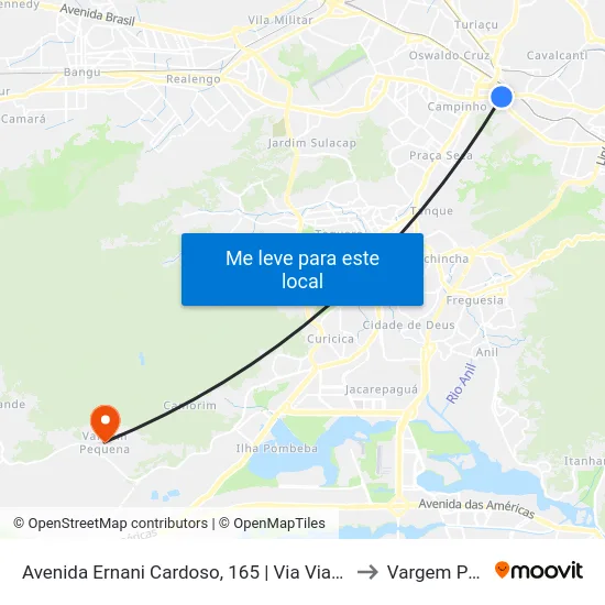 Avenida Ernani Cardoso, 165 | Via Viaduto De Cascadura to Vargem Pequena map