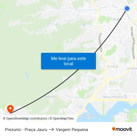 Prezunic - Praça Jauru to Vargem Pequena map