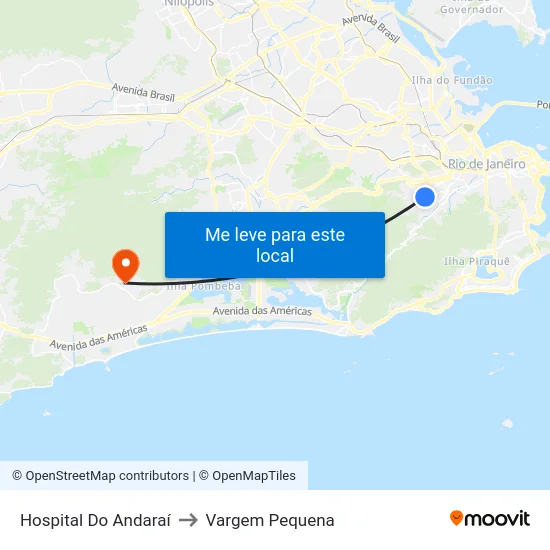 Hospital Do Andaraí to Vargem Pequena map