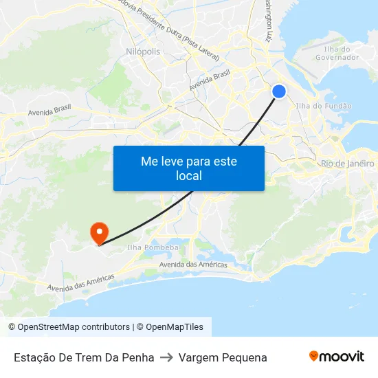 Estação De Trem Da Penha to Vargem Pequena map