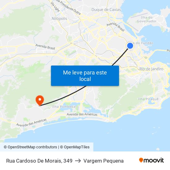 Rua Cardoso De Morais, 349 to Vargem Pequena map