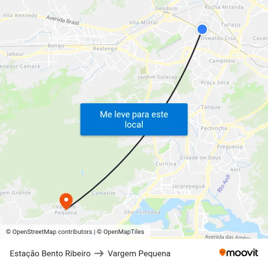 Estação Bento Ribeiro to Vargem Pequena map