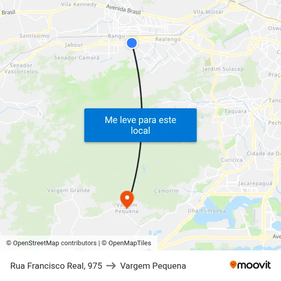 Rua Francisco Real, 975 to Vargem Pequena map