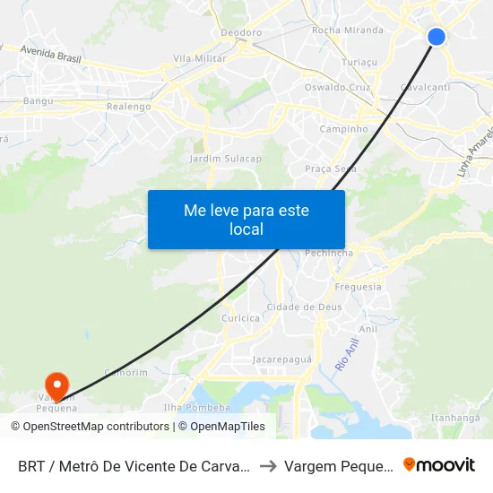 BRT / Metrô De Vicente De Carvalho to Vargem Pequena map