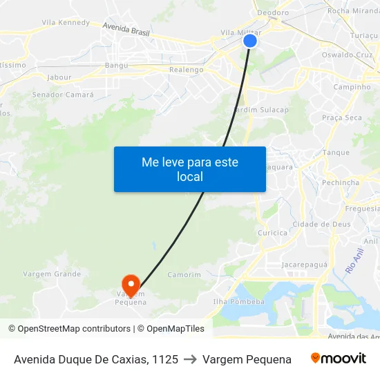 Avenida Duque De Caxias, 1125 to Vargem Pequena map