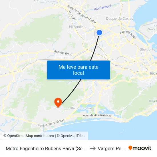Metrô Engenheiro Rubens Paiva (Sentido Pavuna) to Vargem Pequena map