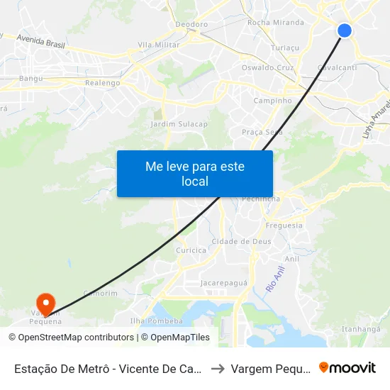 Estação De Metrô - Vicente De Carvalho to Vargem Pequena map