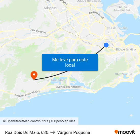 Rua Dois De Maio, 630 to Vargem Pequena map