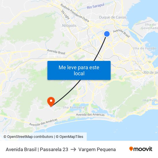 Avenida Brasil | Passarela 23 to Vargem Pequena map