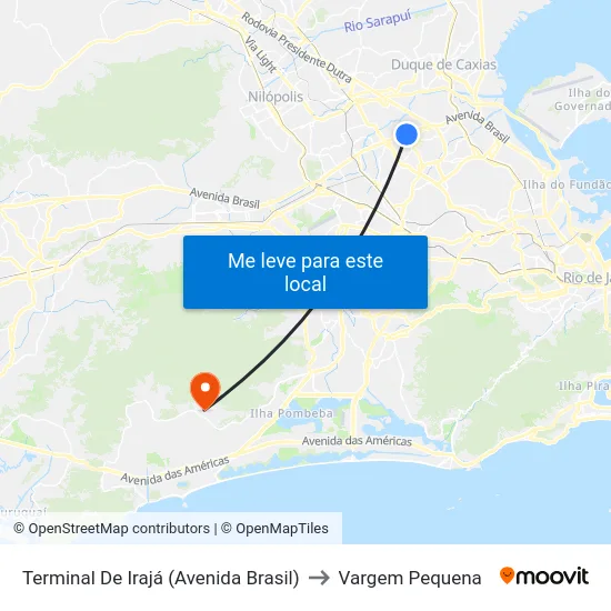 Terminal De Irajá (Avenida Brasil) to Vargem Pequena map
