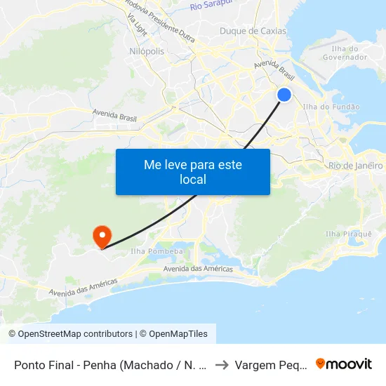 Ponto Final - Penha (Machado / N. S. Penha) to Vargem Pequena map