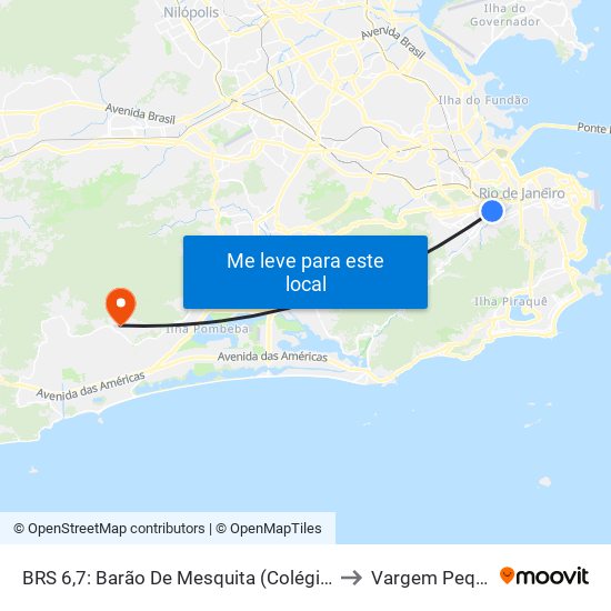 BRS 6,7: Barão De Mesquita (Colégio Militar) to Vargem Pequena map