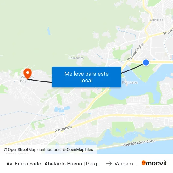 Av. Embaixador Abelardo Bueno | Parque Olímpico | Jeunesse Arena to Vargem Pequena map
