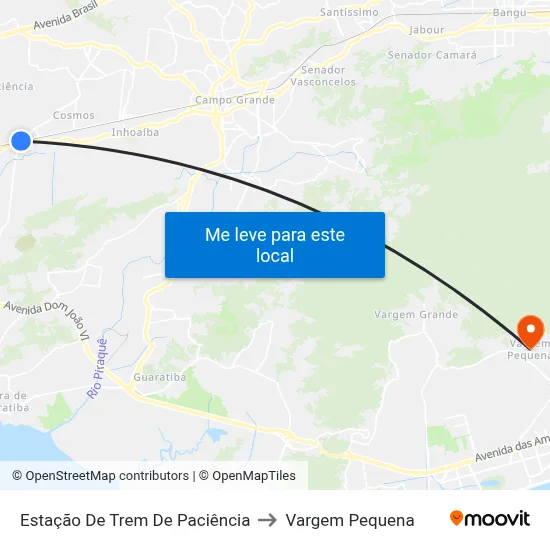 Estação De Trem De Paciência to Vargem Pequena map