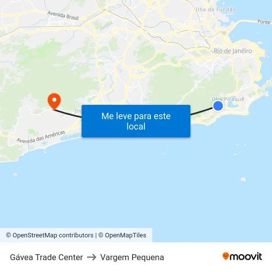 Gávea Trade Center to Vargem Pequena map