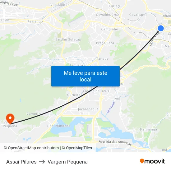 Assaí Pilares to Vargem Pequena map