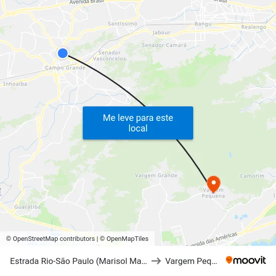 Estrada Rio-São Paulo (Marisol Madeiras) to Vargem Pequena map