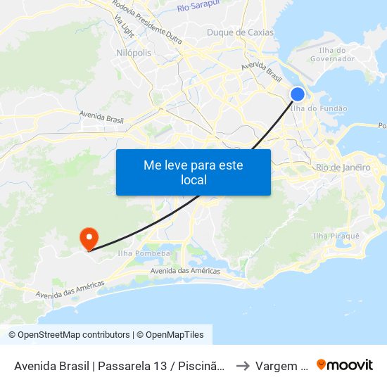 Avenida Brasil | Passarela 13 / Piscinão De Ramos (Sentido Centro) to Vargem Pequena map