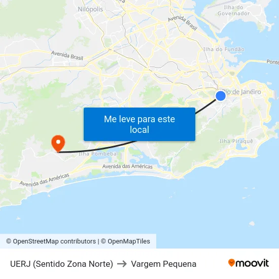 UERJ (Sentido Zona Norte) to Vargem Pequena map