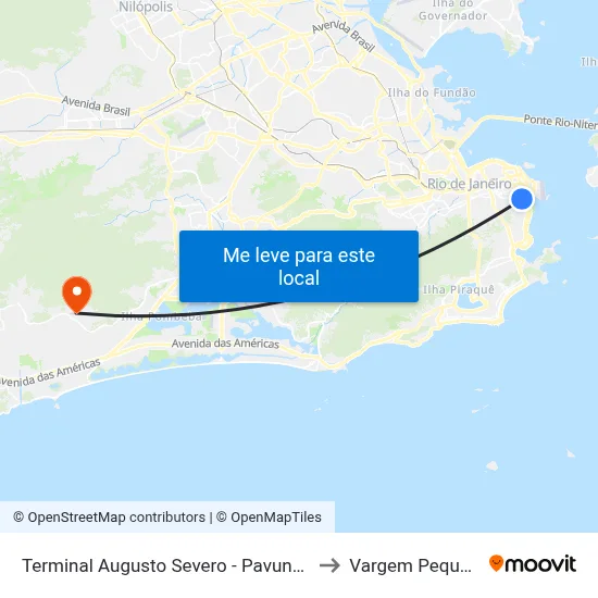 Terminal Augusto Severo - Pavunense to Vargem Pequena map