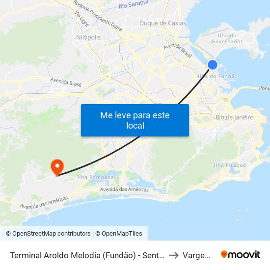 Terminal Aroldo Melodia (Fundão) - Sentido Centro E Zona Norte (Exceto Ilha) to Vargem Pequena map