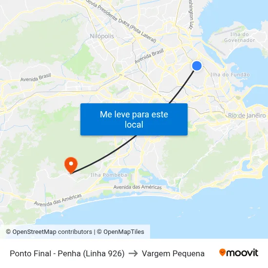 Ponto Final - Penha (Linha 926) to Vargem Pequena map