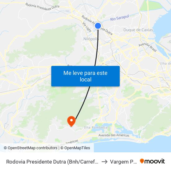 Rodovia Presidente Dutra (Bnh/Carrefour De Belford Roxo) to Vargem Pequena map