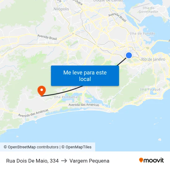Rua Dois De Maio, 334 to Vargem Pequena map
