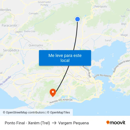Ponto Final - Xerém (Trel) to Vargem Pequena map