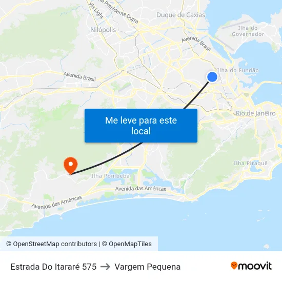 Estrada Do Itararé 575 to Vargem Pequena map