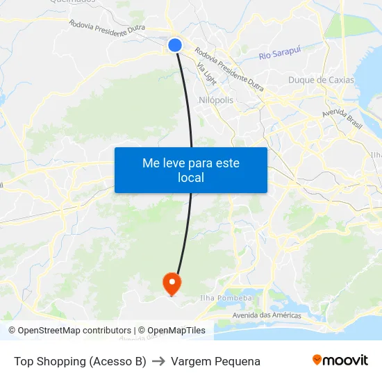 Top Shopping (Acesso B) to Vargem Pequena map