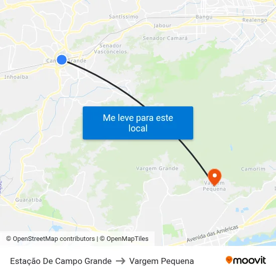 Estação De Campo Grande to Vargem Pequena map