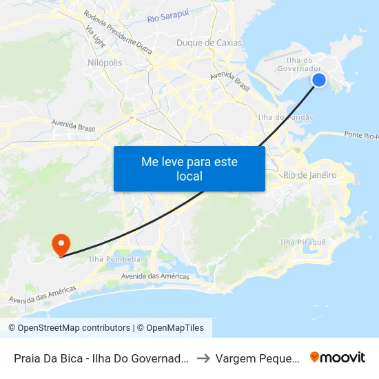 Praia Da Bica - Ilha Do Governador to Vargem Pequena map