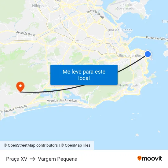 Praça XV to Vargem Pequena map